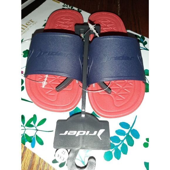 New Kids Size 12 Red Blue Rider Infinitiik Summer Casual Slides Sandals - Picture 2 of 9